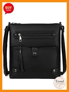 Large Crossbody Bag for Women Waterproof Vegan PU Leather Purse Multi-Pocket